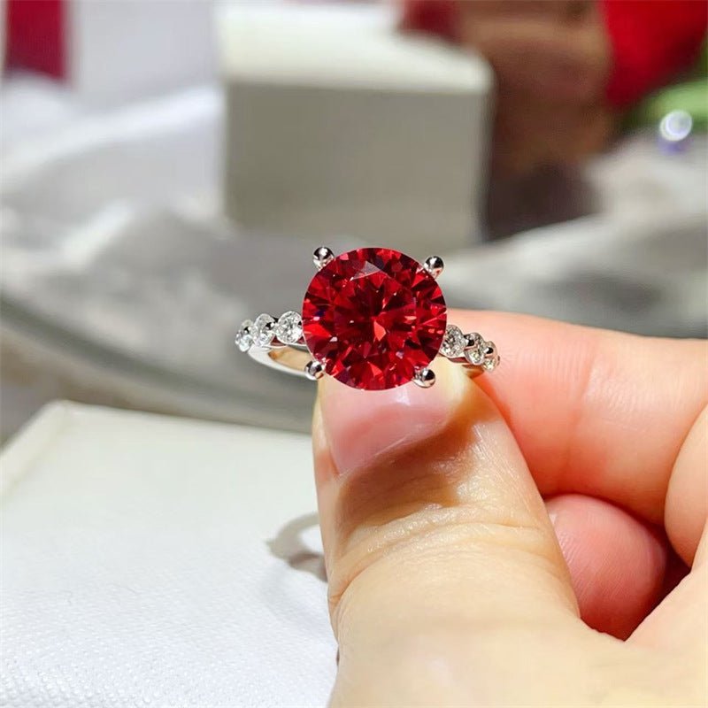 Moissanite Ring for Women, 3 Carat & 5 Carat Round Solitaire Halo Style Engagement Ring – view 11