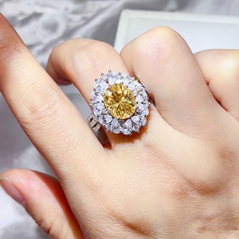 5 Carat Moissanite Halo Ring for Women, Oval Color Stone Statement Engagement Ring – view 8