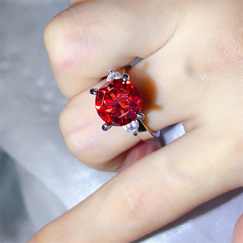 5 Carat Three Stone Moissanite Ring for Women, Colorful Geometric Engagement Ring – view 11