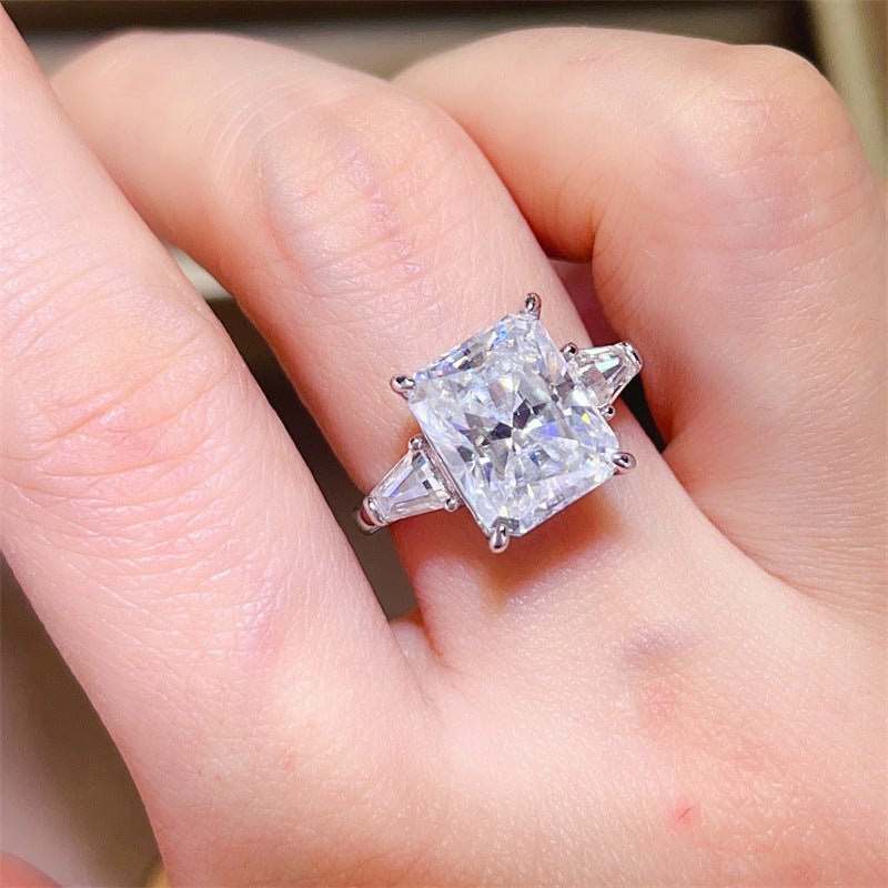 5 Carat Yellow Radiant Cut Moissanite Ring for Women - Three Stone Engagement Ring Style – view 7