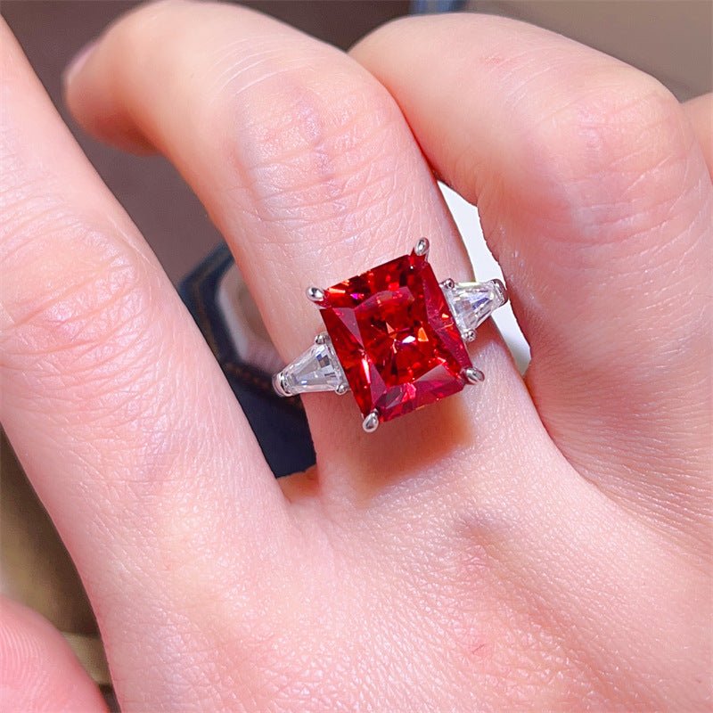 5 Carat Yellow Radiant Cut Moissanite Ring for Women - Three Stone Engagement Ring Style – view 9