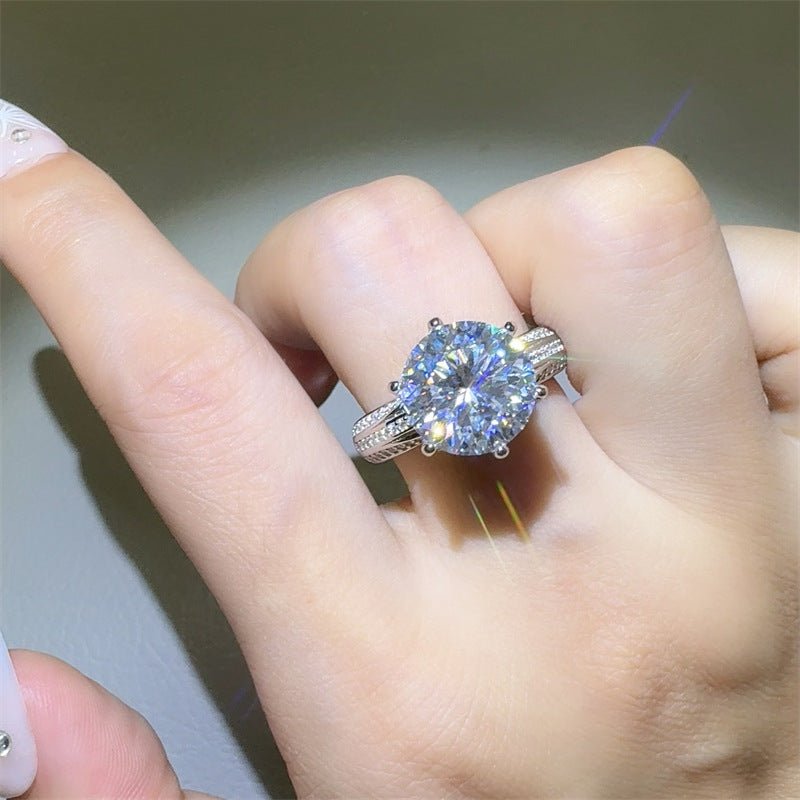 5 Carat Moissanite Ring for Women, Halo Style Split Shank Engagement Ring – view 6
