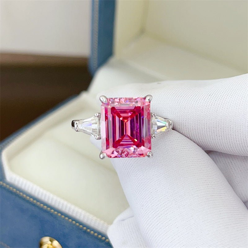 5 Carat Yellow Radiant Cut Moissanite Ring for Women - Three Stone Engagement Ring Style – view 8