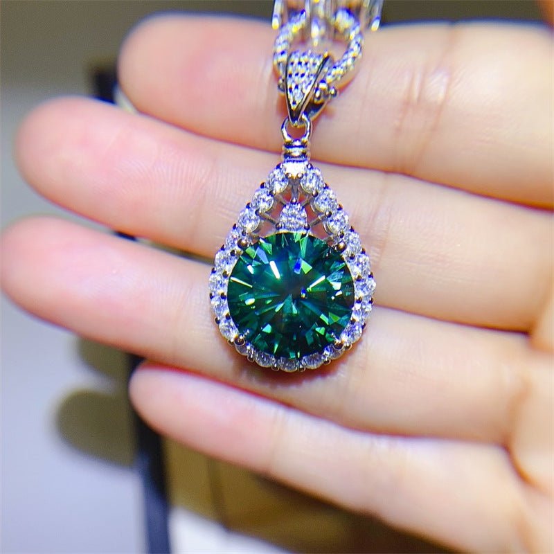 Green Moissanite Necklace Teardrop Pendant Chain for Women 5 Carat or 10 Carat – view 7