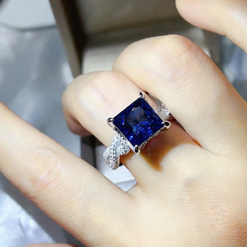 5 Carat Princess Cut Moissanite Ring for Women, Geometric Square Engagement Ring – view 9