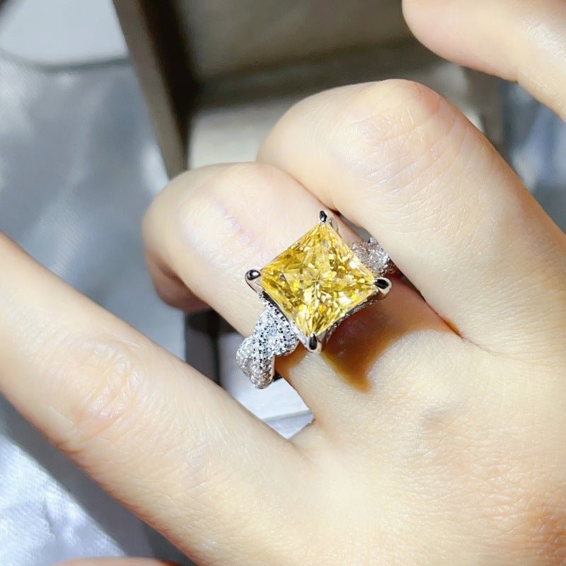 5 Carat Princess Cut Moissanite Ring for Women, Geometric Square Engagement Ring – view 10