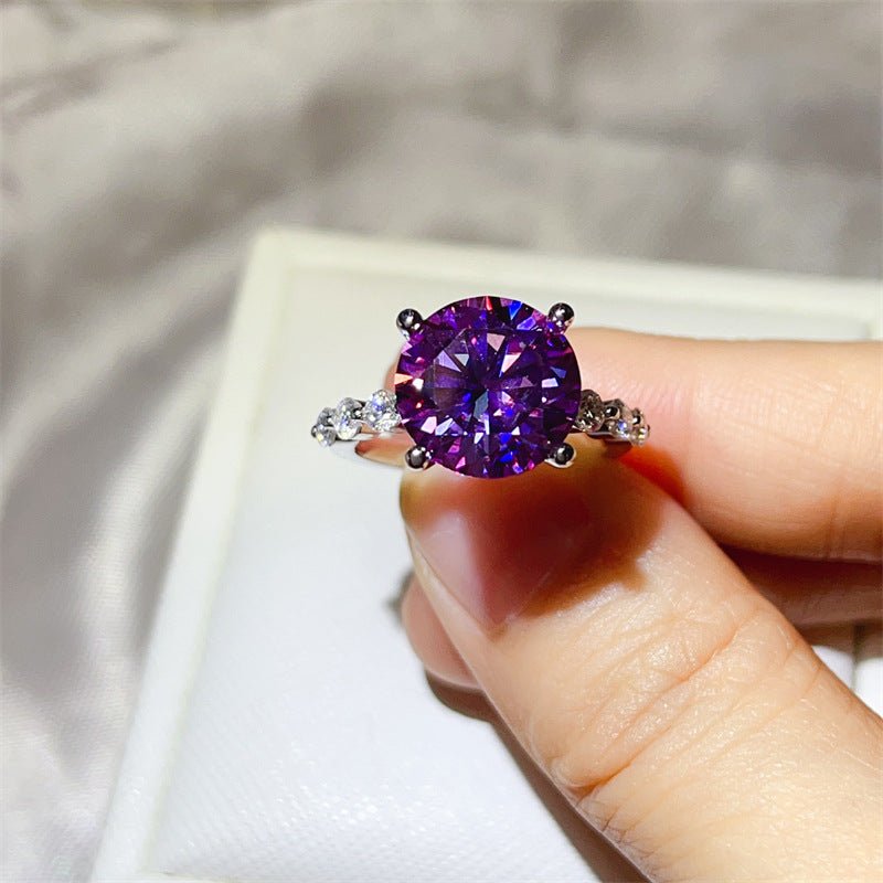 Moissanite Ring for Women, 3 Carat & 5 Carat Round Solitaire Halo Style Engagement Ring – view 12