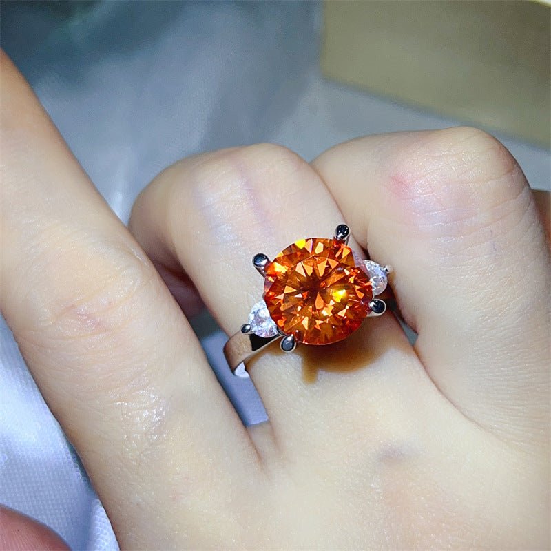 5 Carat Three Stone Moissanite Ring for Women, Colorful Geometric Engagement Ring – view 8