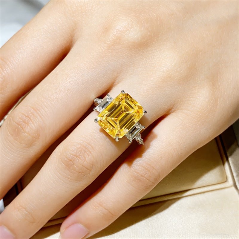 5 Carat Moissanite Ring for Women, Emerald Cut Geometric Halo Engagement Ring – view 8
