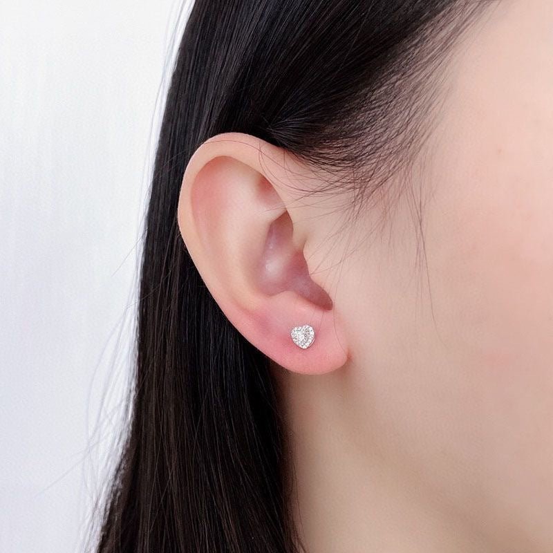 Heart Moissanite Stud Earrings for Women, Halo Heart Earrings, Romantic Gift Earrings, 1 Carat or 2 Carat Pair – view 6