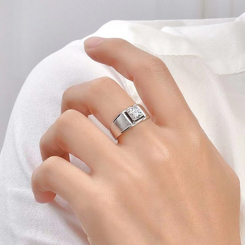 Men's 1 Carat Square-Set Moissanite Ring – image 6