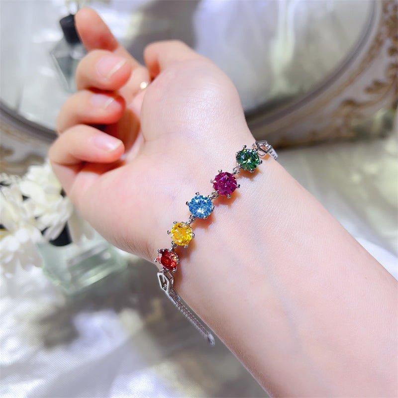 Colorful Snowflake-Link Moissanite Tennis Bracelet – image 6