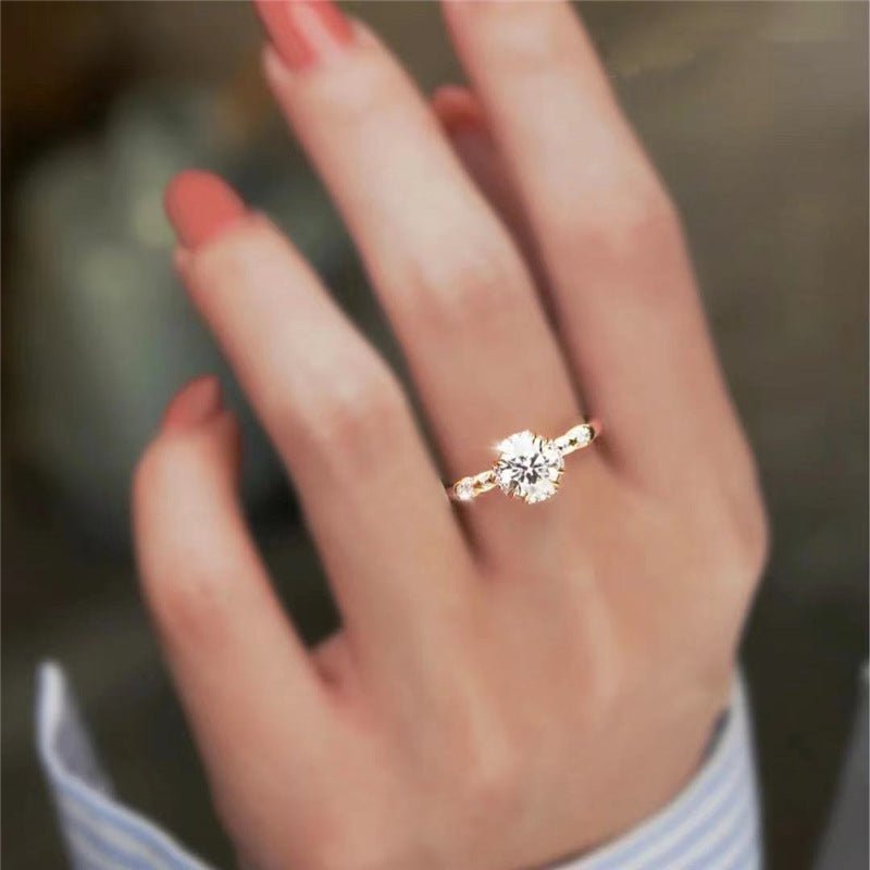 Moissanite Ring for Women, Two-Tone Floral Engagement Ring, 1 Carat Promise Ring – view 6
