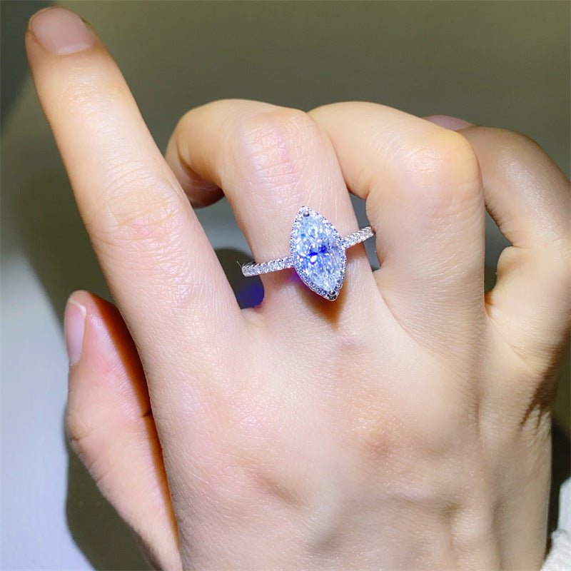 Marquise Cut Moissanite Ring for Women - Purple or White Solitaire Ring, Sizes 9-20 – view 6