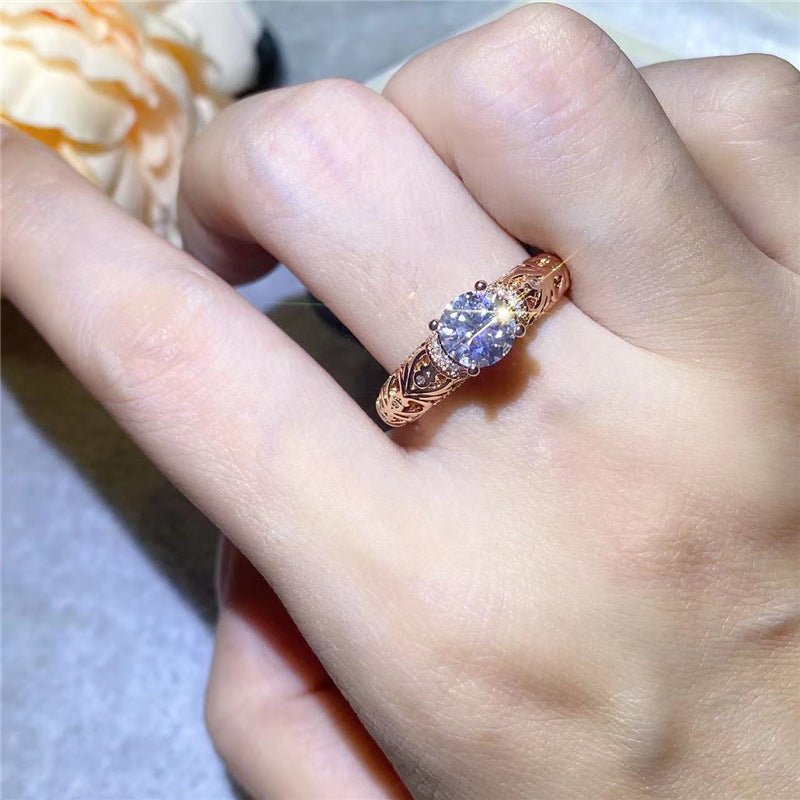 Moissanite Floral Solitaire Ring for Women, Rose Bloom Twist Engagement Style Ring, Sizes 8-19 – view 10