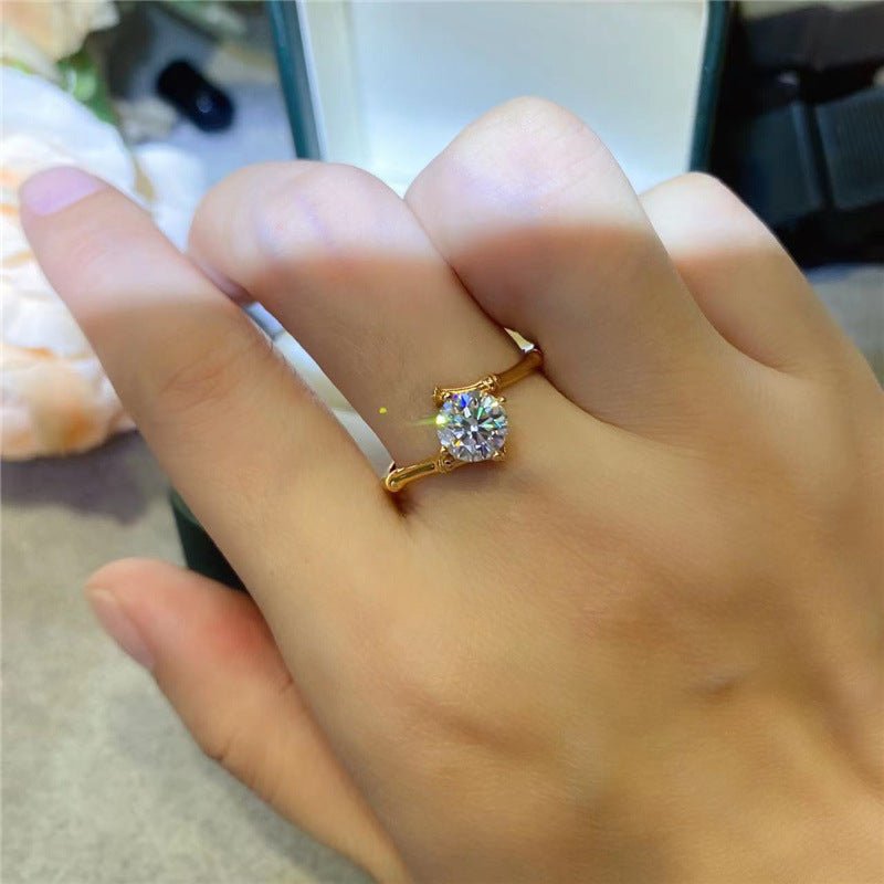 Moissanite Floral Solitaire Ring for Women, Rose Bloom Twist Engagement Style Ring, Sizes 8-19 – view 8
