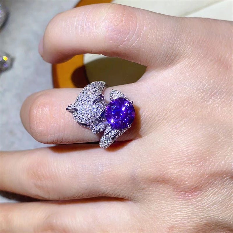 2 Carat Moissanite Ring for Women, Round Stone Pavé Ring, Engagement Promise Wedding Ring, Color Stone Statement Ring – view 8