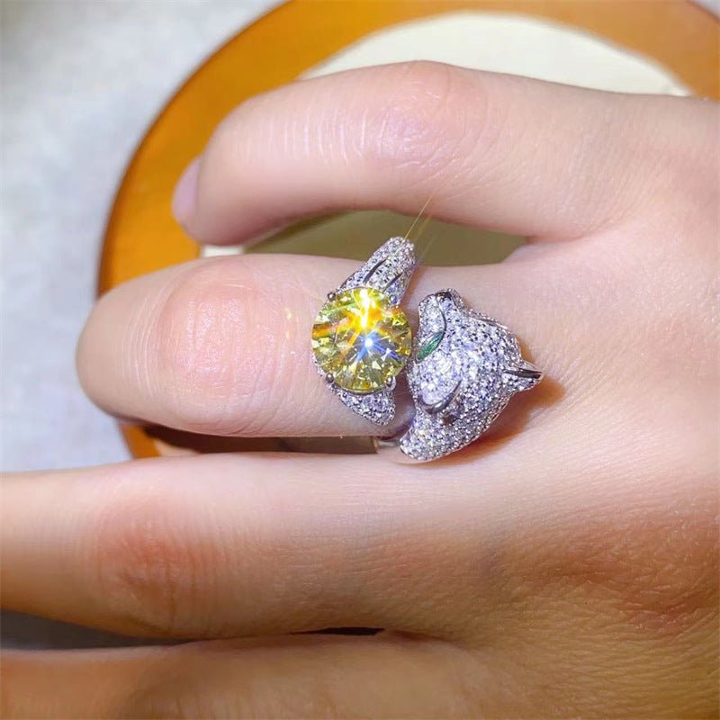 2 Carat Moissanite Ring for Women, Round Stone Pavé Ring, Engagement Promise Wedding Ring, Color Stone Statement Ring – view 10