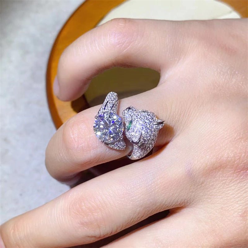 2 Carat Moissanite Ring for Women, Round Stone Pavé Ring, Engagement Promise Wedding Ring, Color Stone Statement Ring – view 7