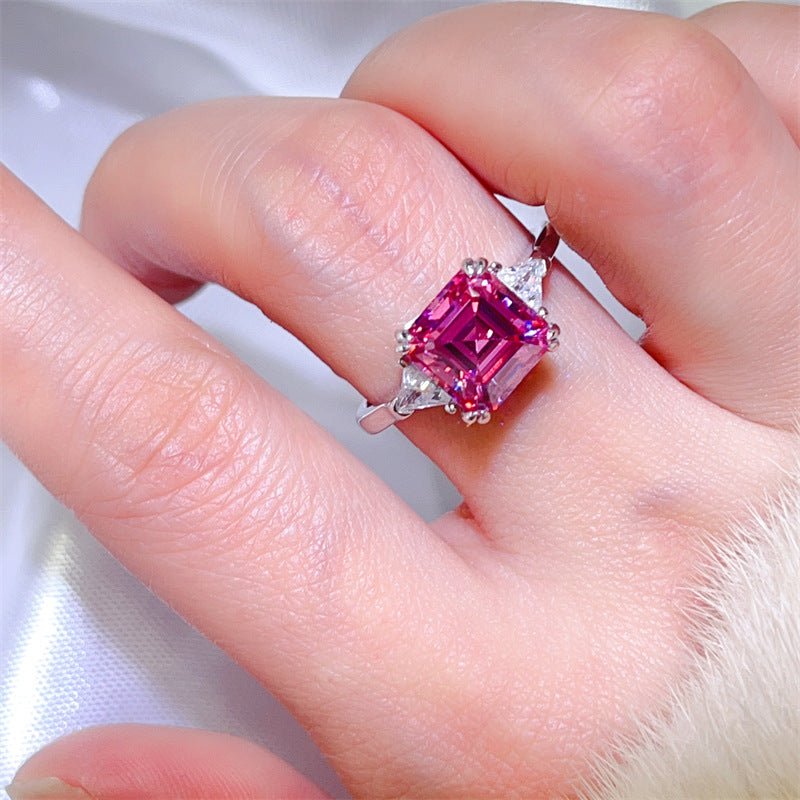 3 Carat Asscher Three-Stone Moissanite Ring – view 6