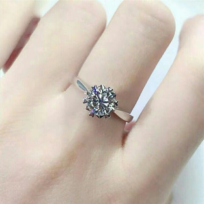 Moissanite Snowflake Flower Ring for Women, PT950 Engagement Ring, Promise Ring, Wedding Ring, Adjustable and Size Options – view 5
