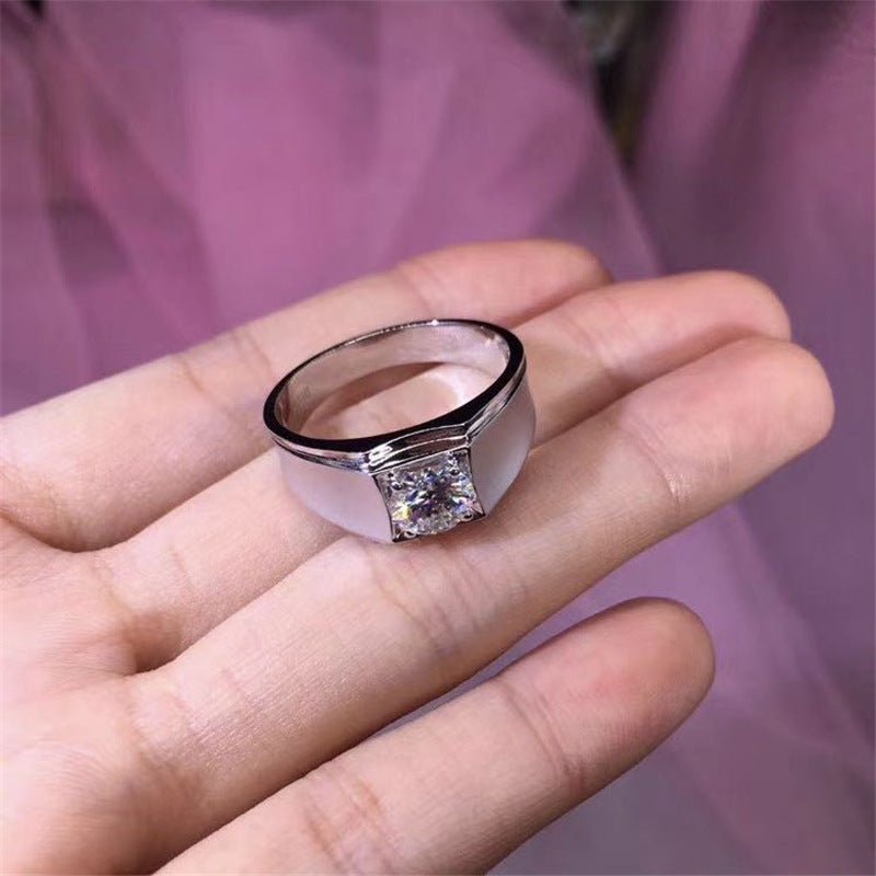Men’s VVS Moissanite Ring - Classic Solitaire Band in 0.5ct, 1ct, 2ct Sizes – view 7