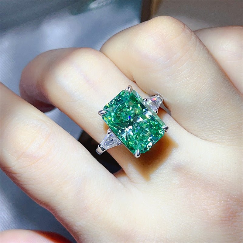 Mint Green Radiant Cut Moissanite Ring for Women, 5 Carat or 10 Carat Engagement Style Ring – view 7