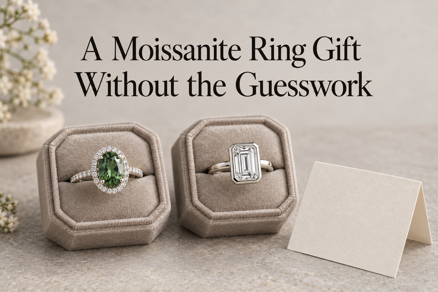 A Moissanite Ring Gift Without the Guesswork