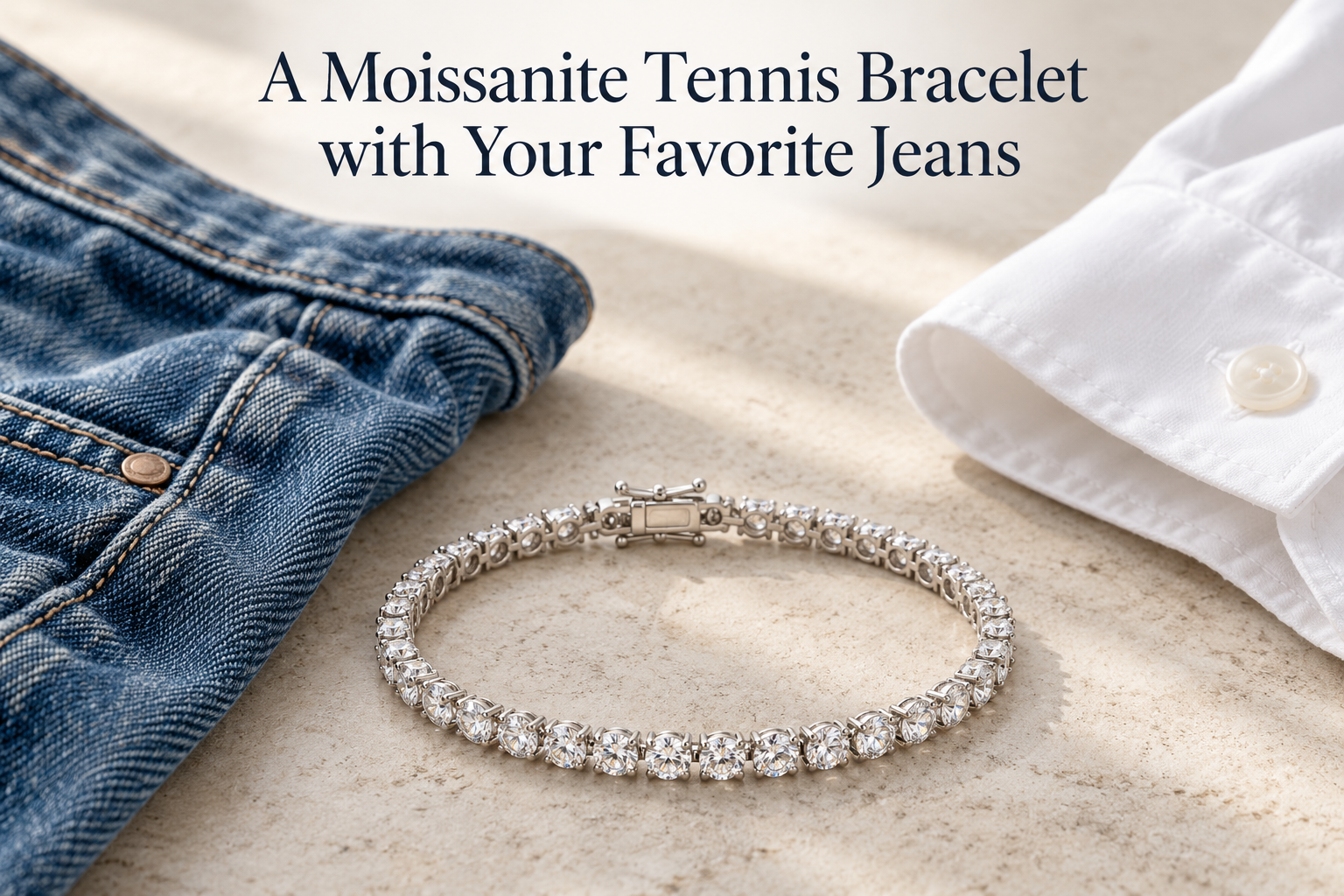 A Moissanite Tennis Bracelet with Your Favorite Jeans