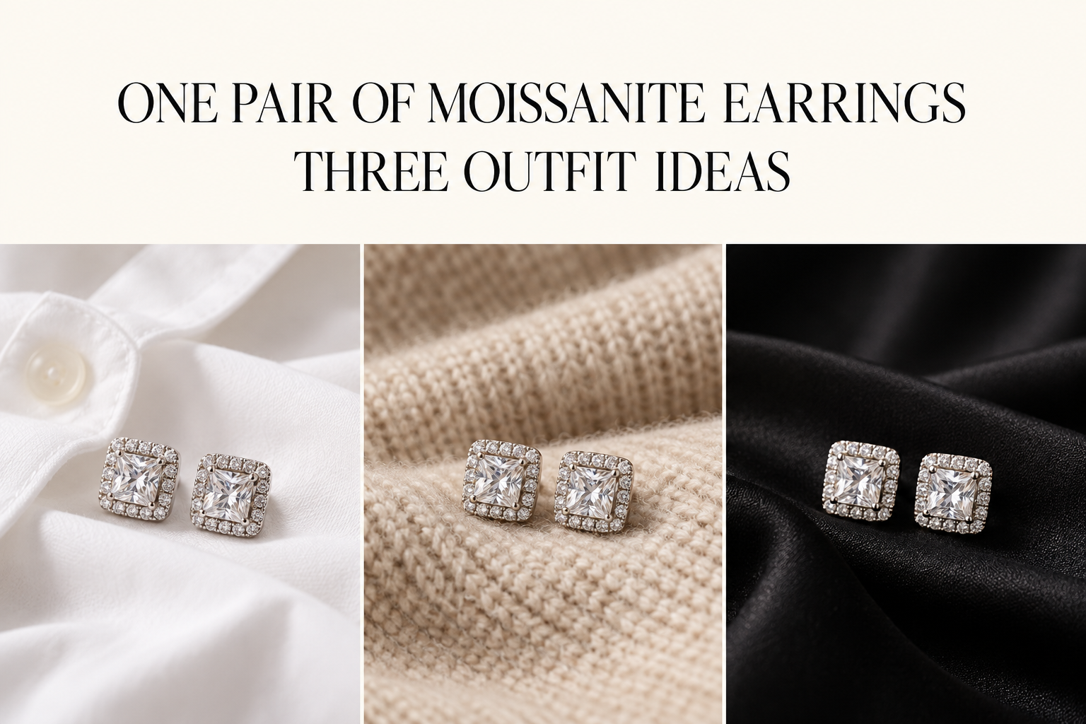 One Pair of Moissanite Earrings, Three Outfit Ideas