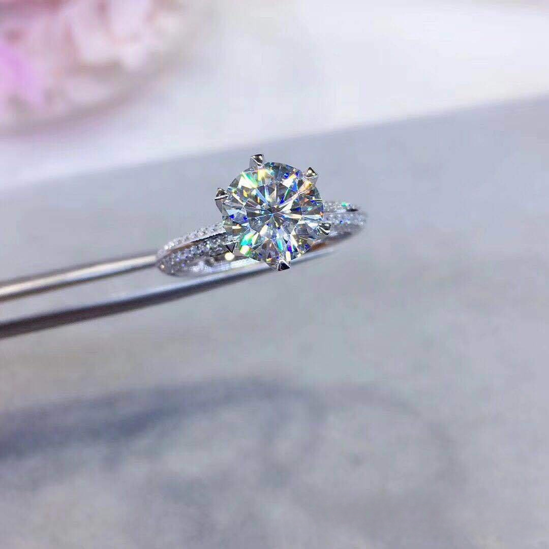 5 Carat Moissanite Ring, Adjustable Pavé Engagement Ring for Women