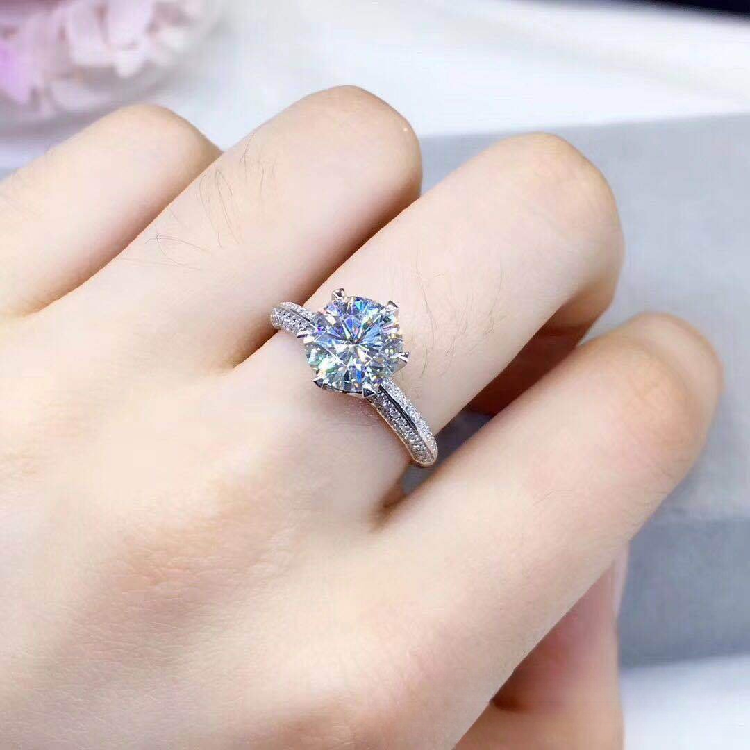5 Carat Moissanite Ring, Adjustable Pavé Engagement Ring for Women