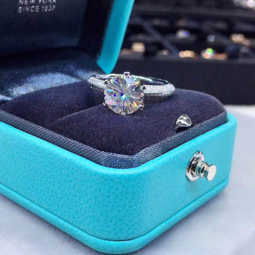5 Carat Moissanite Ring, Adjustable Pavé Engagement Ring for Women