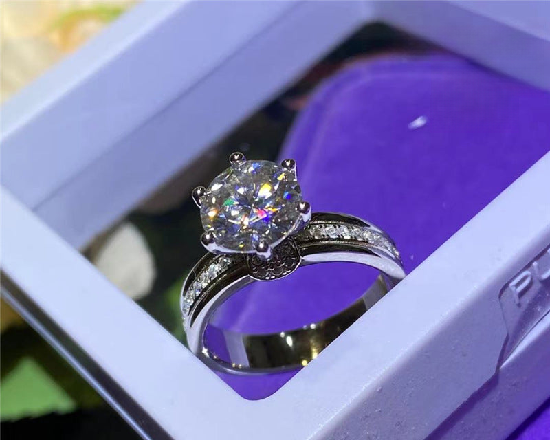 PT950 Platinum Moissanite Ring, Floral Bud Engagement Ring for Women