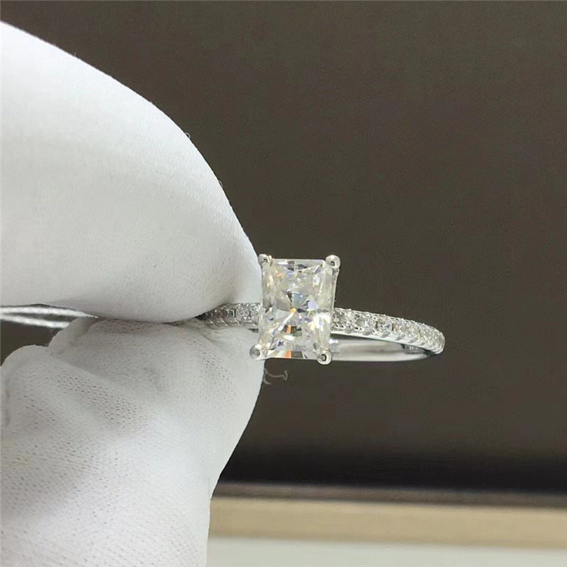 Radiant Cut Moissanite Engagement Ring, 1 Carat Adjustable Pave Ring