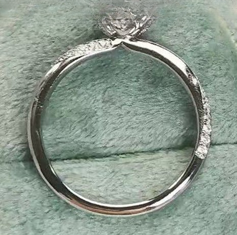 18K Gold Moissanite Flower Ring, Adjustable Open Band, Floral Promise Ring with Certificate
