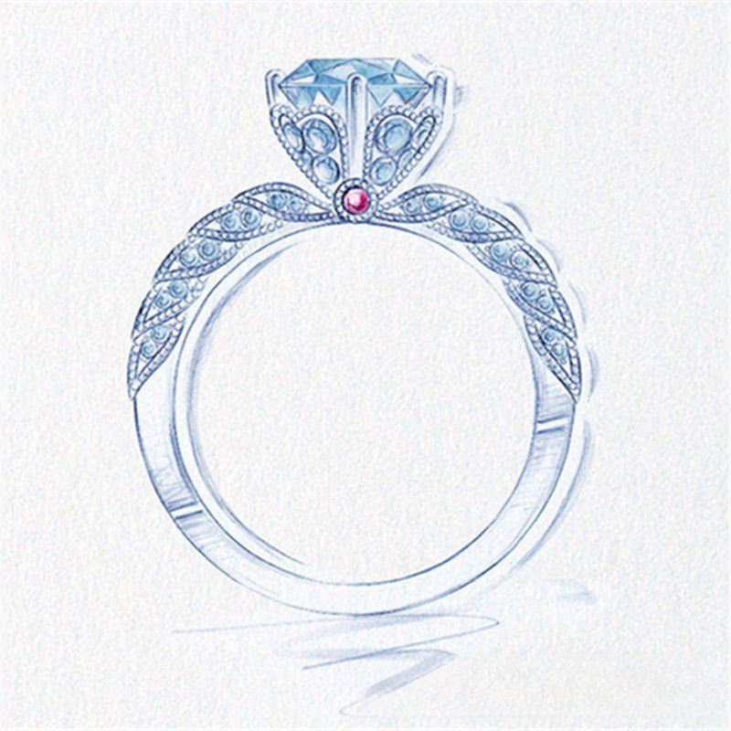 Adjustable Moissanite Ring for Women, Round Center Stone, Leaf Detail, Bridal Style