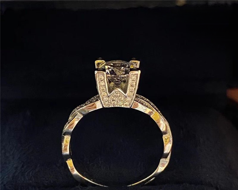 Moissanite Floral Open Ring, 18K Gold Craft, Adjustable Size 8-19