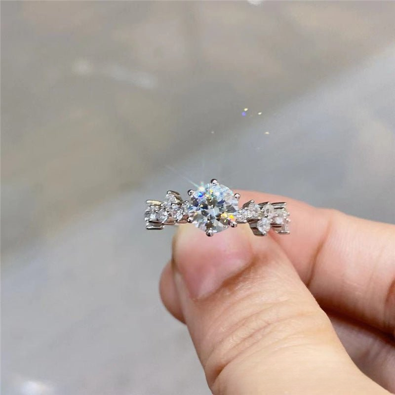 Moissanite Ring for Women, Round Cut Promise Engagement Ring, Polished 0.8ct/1ct