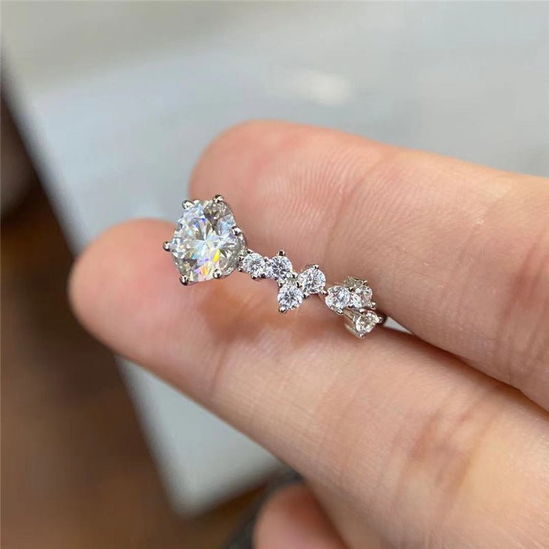 Moissanite Ring for Women, Round Cut Promise Engagement Ring, Polished 0.8ct/1ct