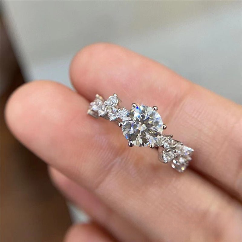 Moissanite Ring for Women, Round Cut Promise Engagement Ring, Polished 0.8ct/1ct