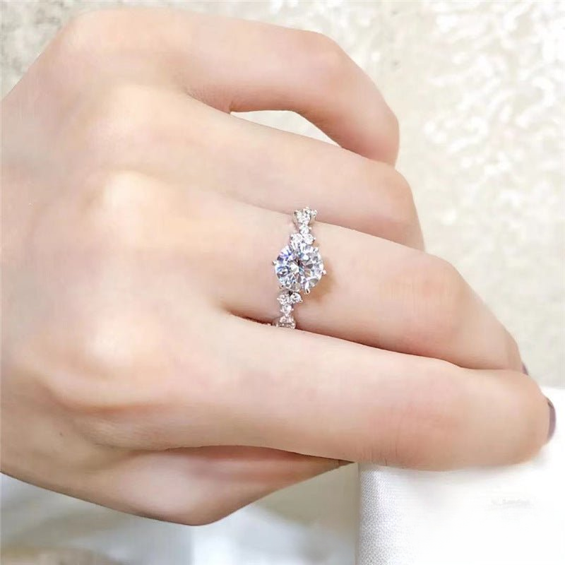 Moissanite Ring for Women, Round Cut Promise Engagement Ring, Polished 0.8ct/1ct