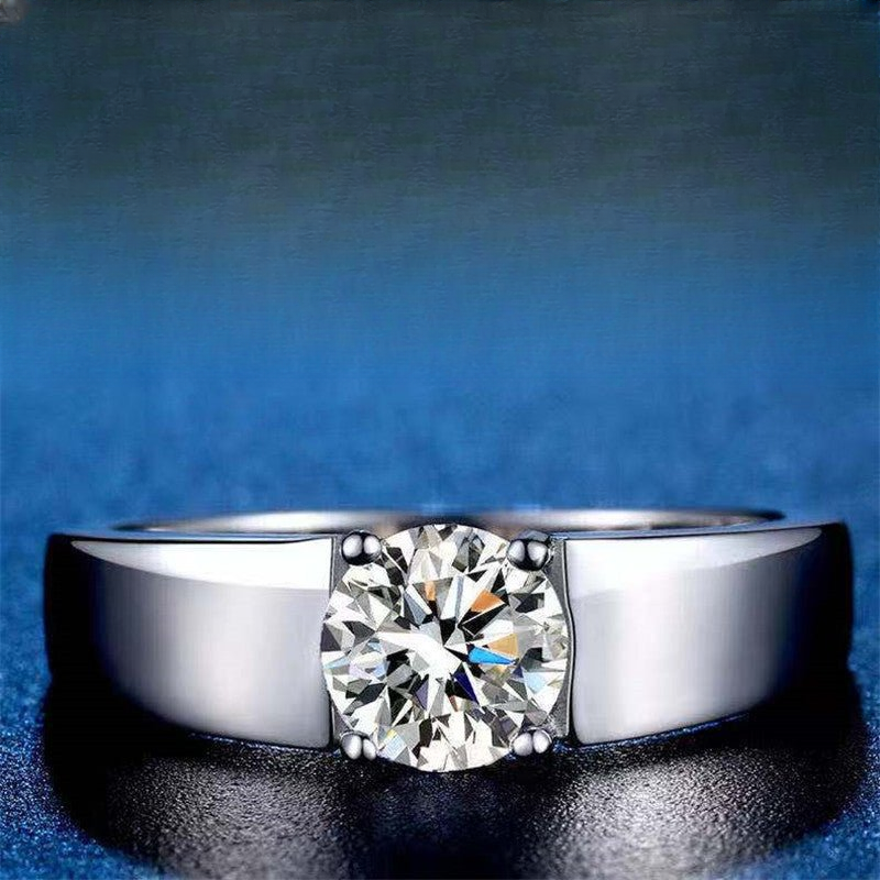 Moissanite Ring for Men Women, 18K Gold Round Solitaire Wedding Promise Ring