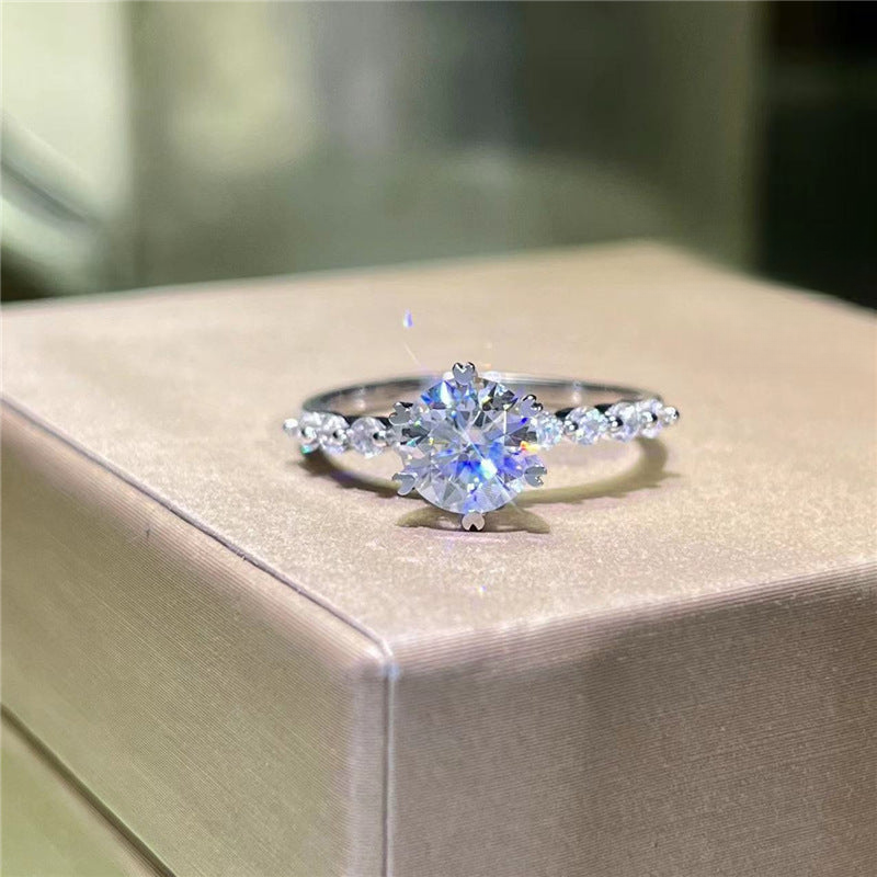 Moissanite Ring for Women, Round Solitaire Engagement Promise Wedding Ring, 1ct 1.5ct 2ct, Sizes 8-19