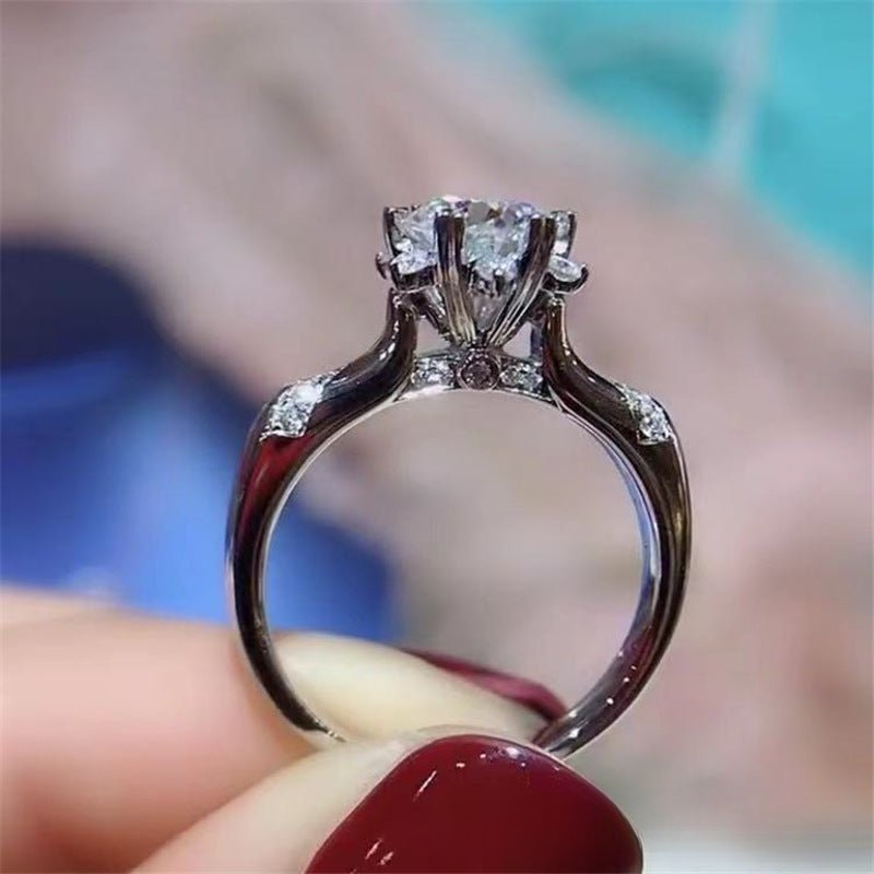 18K Gold Moissanite Halo Ring, Floral Cluster Adjustable Engagement Ring