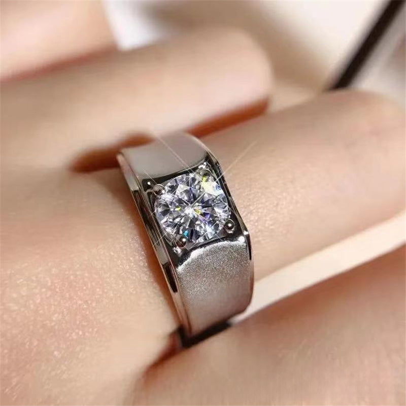 Men’s VVS Moissanite Ring - Classic Solitaire Band in 0.5ct, 1ct, 2ct Sizes