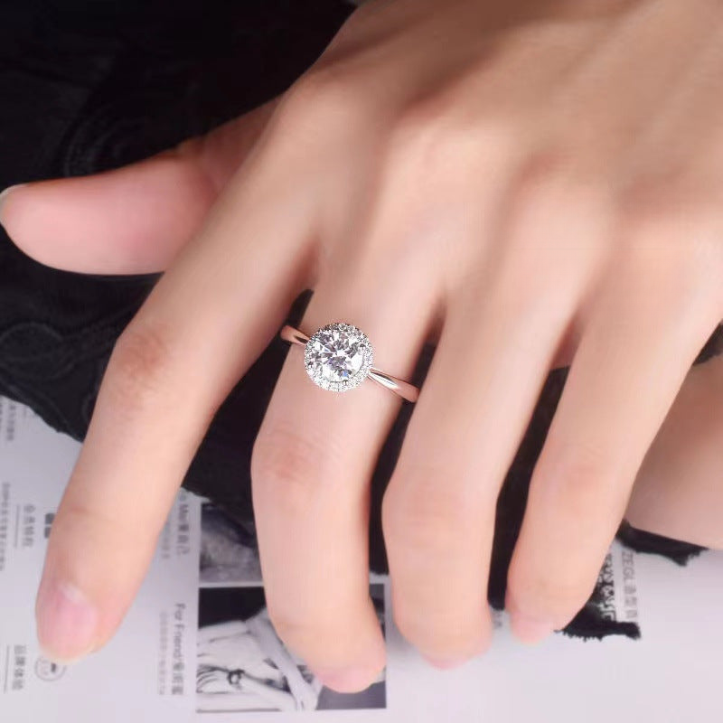 VVS1 Moissanite Round Halo Ring for Women, Promise, Engagement & Wedding Style