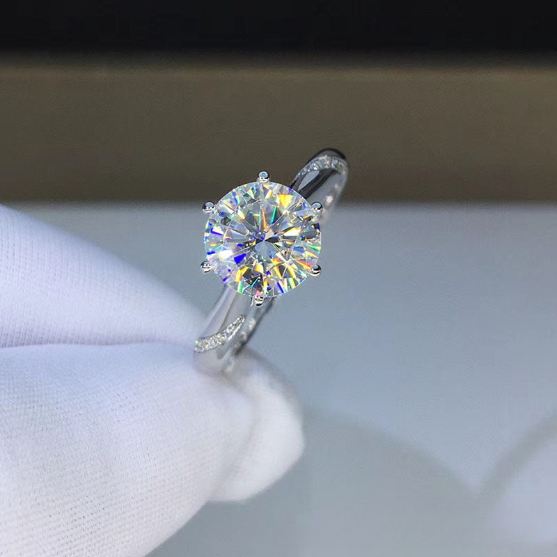Moissanite Solitaire Engagement Ring, Round Cut Open Adjustable Band, 0.5ct-3ct, Size 9-18