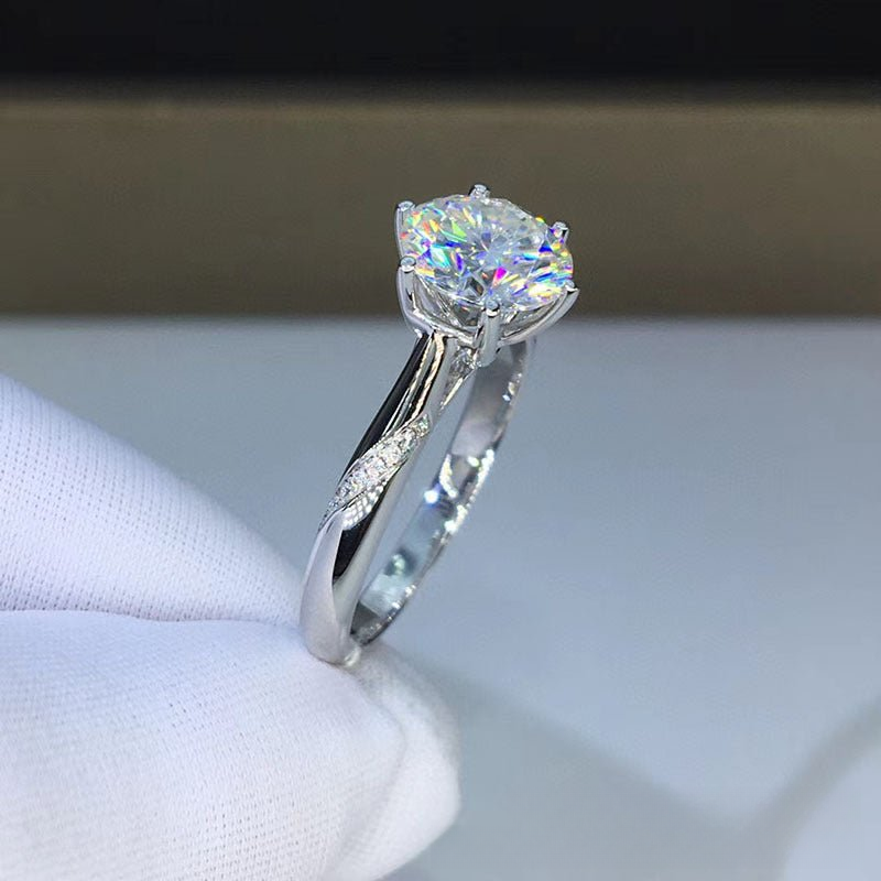 Moissanite Solitaire Engagement Ring, Round Cut Open Adjustable Band, 0.5ct-3ct, Size 9-18