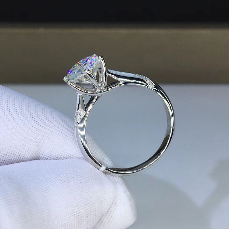 Moissanite Solitaire Engagement Ring, Round Cut Open Adjustable Band, 0.5ct-3ct, Size 9-18
